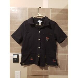 Womens Cotton Couture Short Sleeve Shirt Tropical Size M Button Up